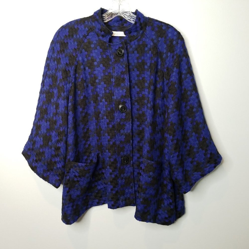 Coldwater Creek Tweed Blue Black Blazer Jacket